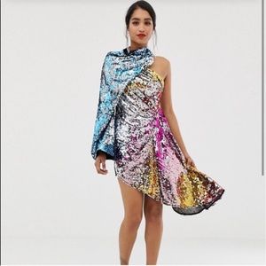 ASOS EDITION asymmetric draped sequin dress